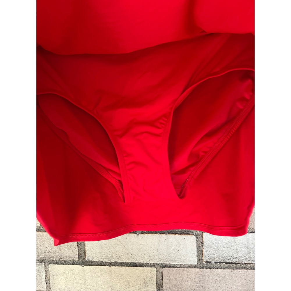 Lands End Swim Matching Set Red Ruffle Tankini Top Swim Skirt Small Size 4 - Picture 9 of 10